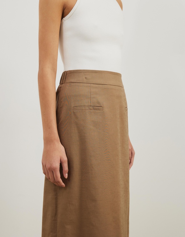Atmos&Here - Neeve Linen Blend Welt Pocket Midi Skirt