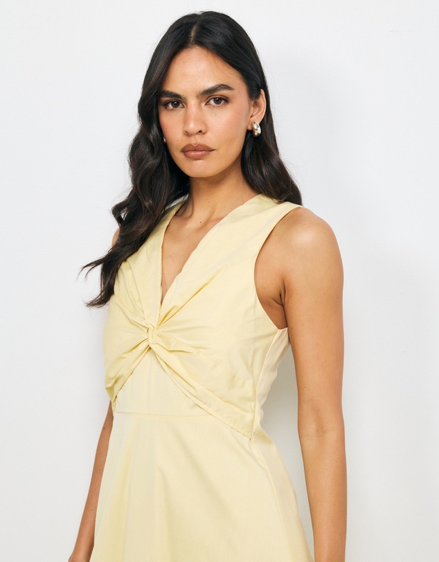 AERE - Willa Twist Front Cotton Midi Dress