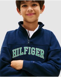 Tommy Hilfiger - Boys Logo Terry Quarter-Zip Sweatshirt - Teens