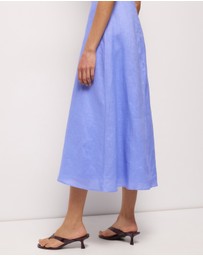 AERE - Maris Pintuck Strapless Linen Midi Dress