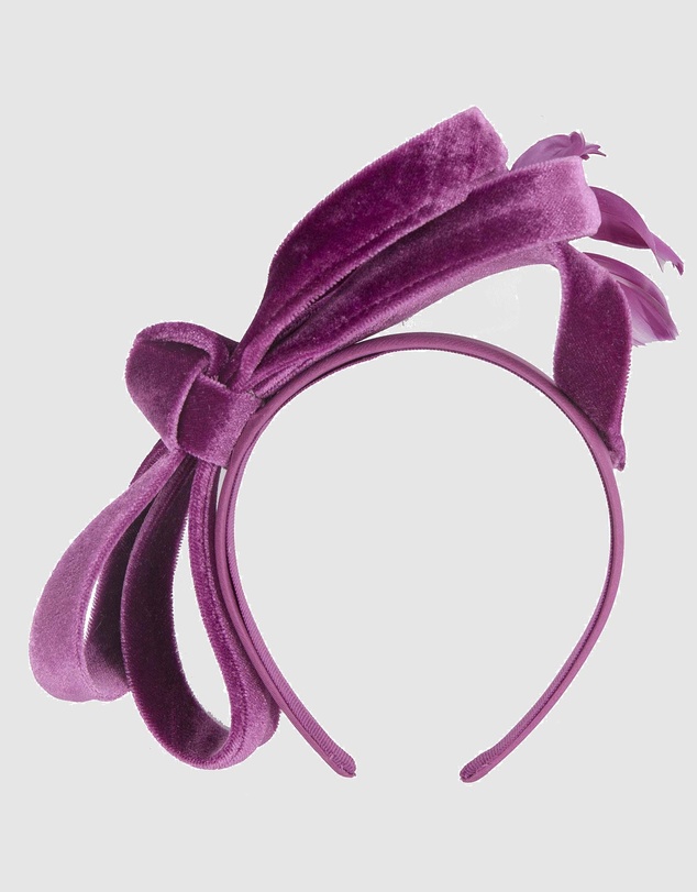Max Alexander - Large Purple Velvet Bow Racing Fascinator