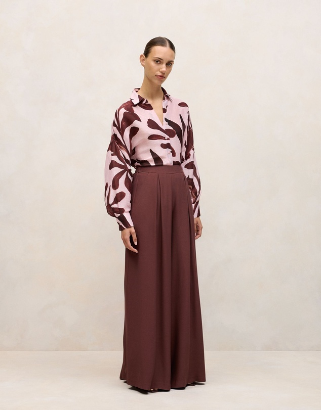 Trenery - Wakame Linen Silk Resort Shirt in Light Pink