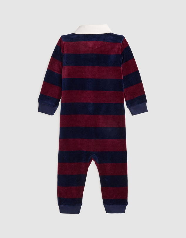 Polo Ralph Lauren - Striped Velour Rugby Coveralls - ICONIC EXLCUSIVE - Babies