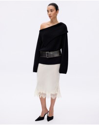 Minima Esenciales - Vireo Cotton Cashmere Blend Off Shoulder Knit Top