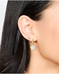 Lovisa - Waterproof Gold Plated Stainless Steel Cubic Zirconia Petal Earrings 2-Pack