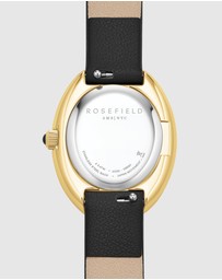 Rosefield - Ovale Black Matte Gold-Tone Black Leather Watch