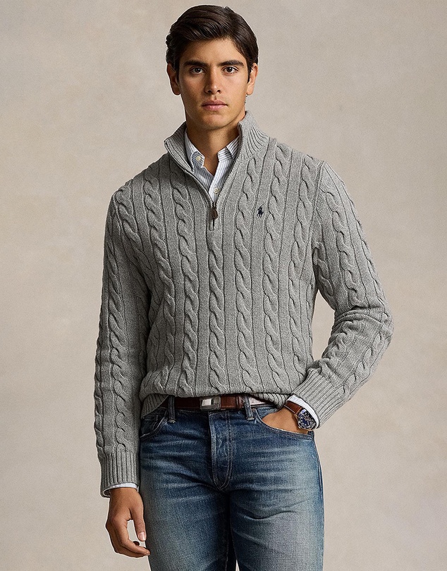 Polo Ralph Lauren - Cable-Knit Cotton Quarter-Zip Sweater