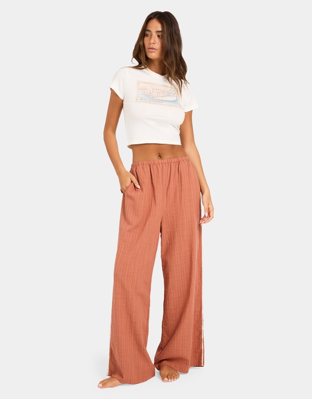 Roxy - Womens Costa Check Elastic Waist Pants