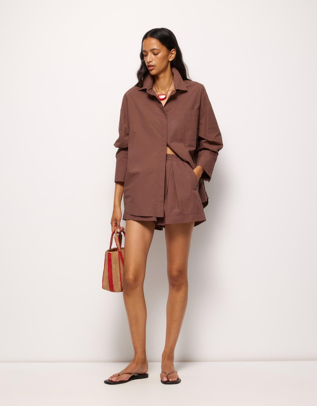 Revibe - Repaired AERE Della Cotton Oversized Shirt - AU 8