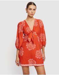 KIVARI - Indira Tie Front Mini Dress