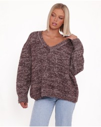Petal & Pup - Libby Oversized Sweater - Brown Marle