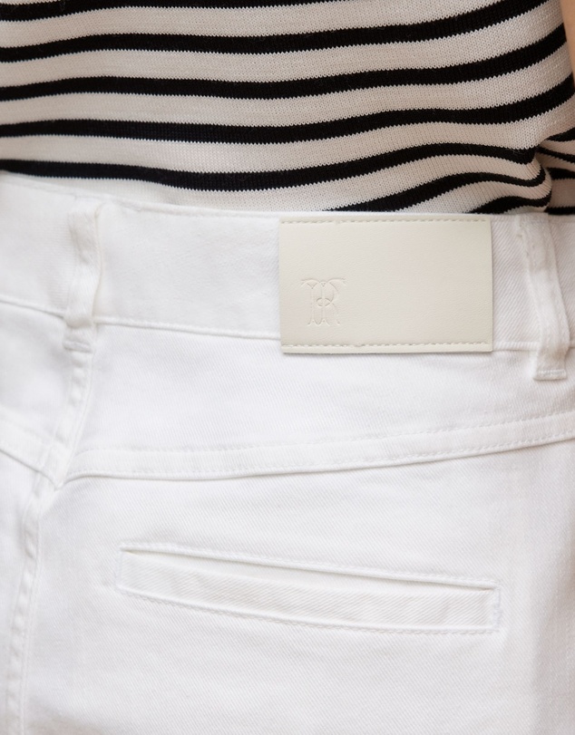 Trenery - Australian Cotton Blend Denim Tailored Pant in White