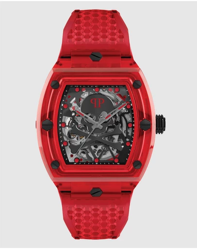 Philipp Plein - The $Keleton Crystal 44mm Black Dial and Red Strap