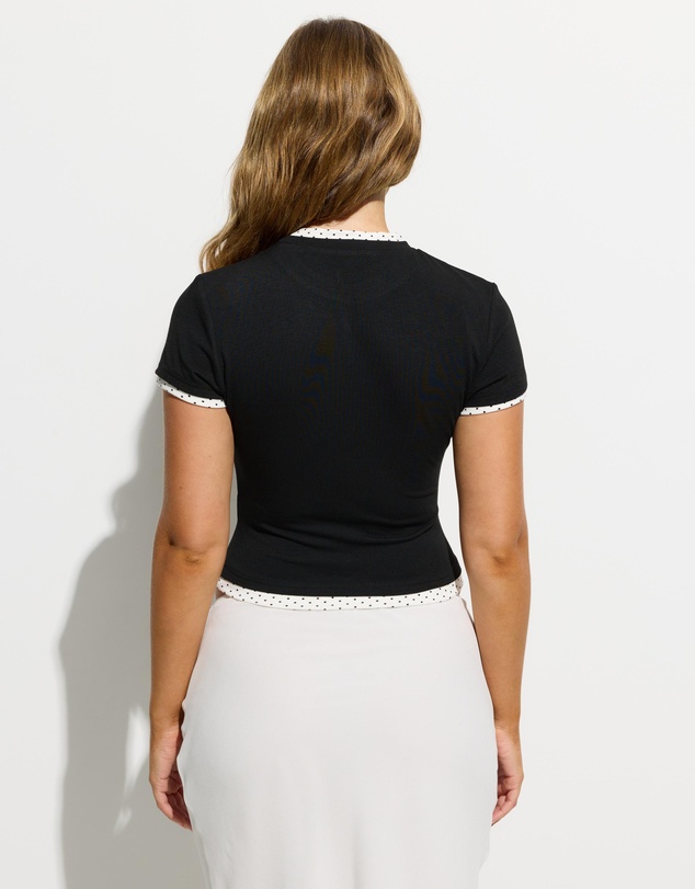 Dazie - Georgia Layered Look Polka T-Shirt