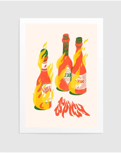 Olive et Oriel - Spicy Hot Sauces by Arte Koola Art Print