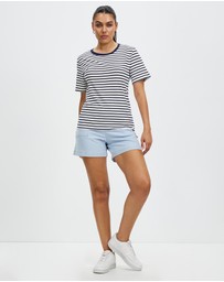 KAJA Clothing - Women's Striped Shirt Short Sleeve Tops Crewneck T-Shirt Basic Tees - Sibyl Top