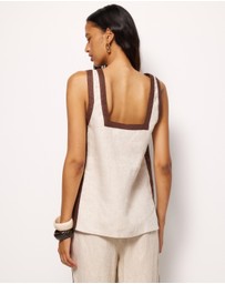 AERE - Ivy Contrast Detail Linen Top