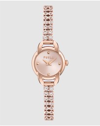 Furla - Mini Shape Rose Gold-Tone with Crystals Bracelet Watch
