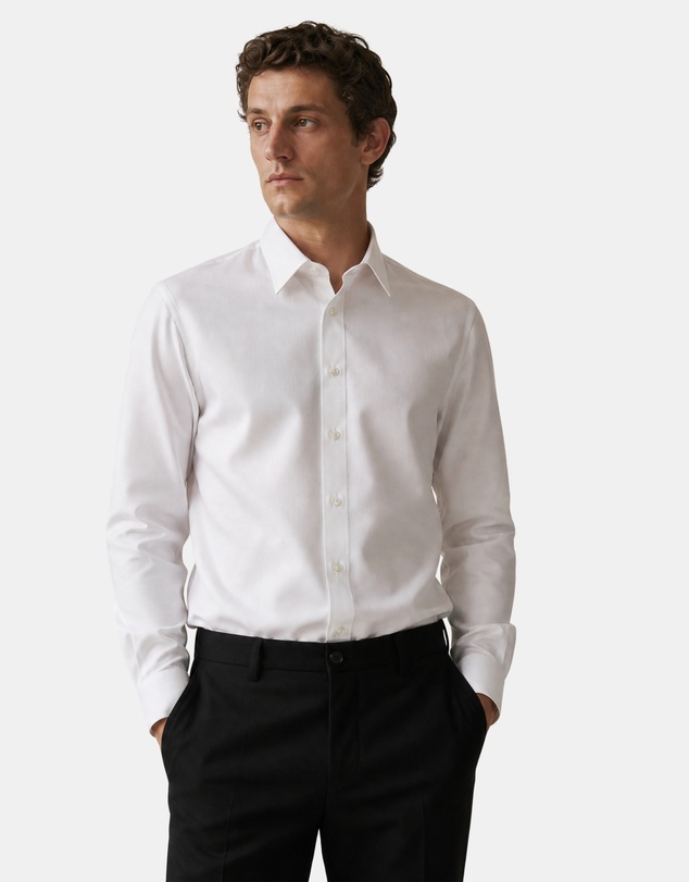 Henry Bucks - HENRY SARTORIAL Easy Care Cotton Shirt WHITE