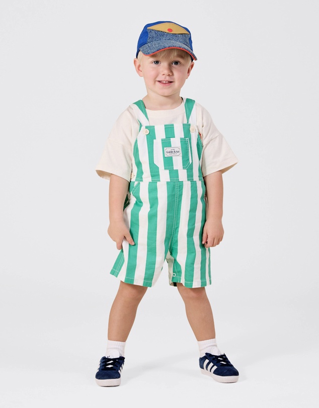 Goldie + Ace - Happy Stripe Button Burton Overall - Babies-Kids