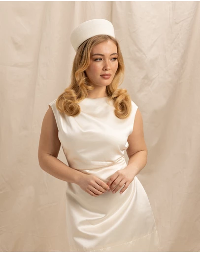 Morgan & Taylor - Gillian Pillbox Hat in Ivory White