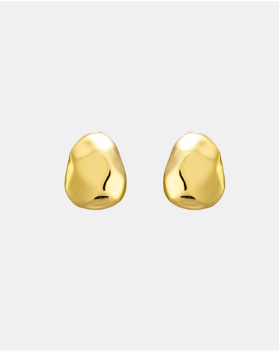 Zoe Olivia - 14K Gold Vermeil Faceted Bean Stud Earrings