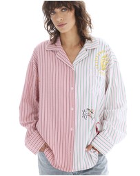 THE TALES - Half n Half Illustrated Soleil Stripe Shirt