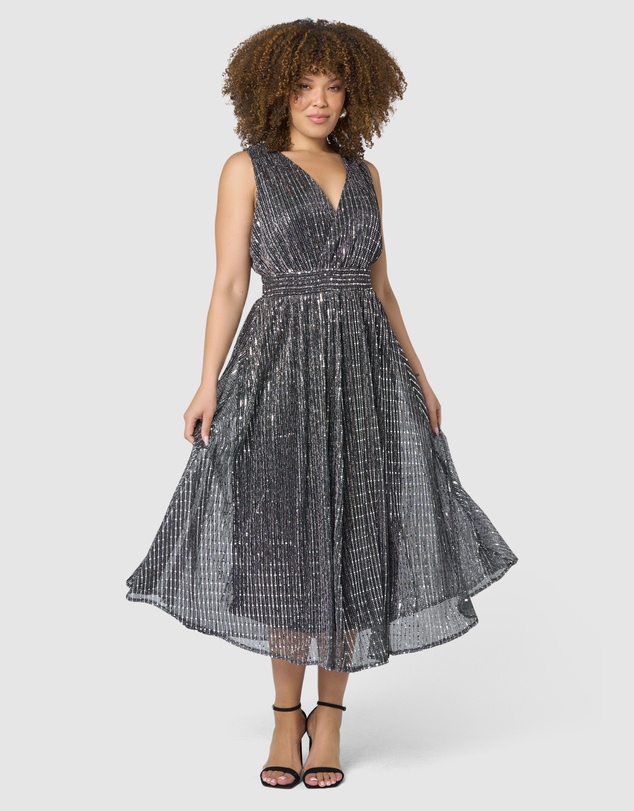 Pink Dusk by Curve Project - Sparkle Bright Midi Dress