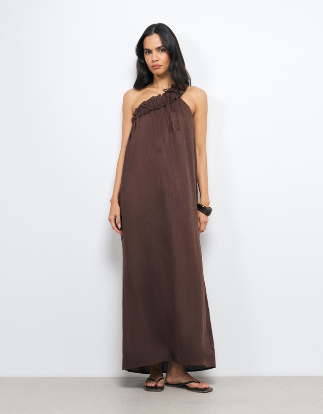 AERE - Suki One Shoulder Gathered Maxi Dress
