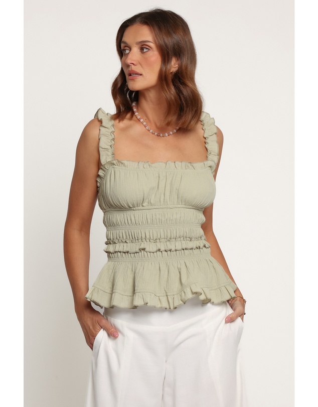 Petal & Pup - Lariah Gathered Bodice Top - Green