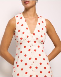 AERE - Ava Polka Dot Linen Mini Dress