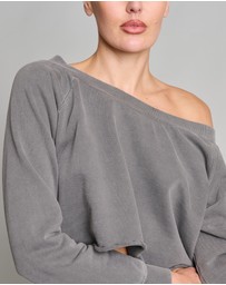 Love and Nostalgia - Weekender Crop Sweat - Pigment Black