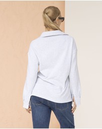 Angel Maternity - Daily Snap Button Collar Sweatshirt in Grey Marl