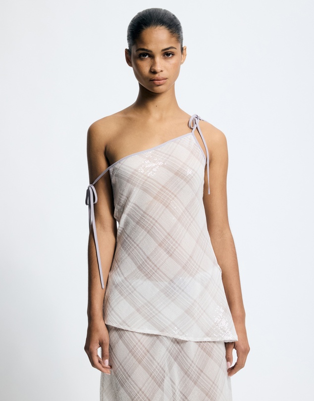 Lover - Venus Sequin Check Asymmetrical Top