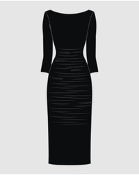 Miraclesuit Shapewear - Rory 3/4 Sleeve Boat Neckline Bodycon Shaping Dress