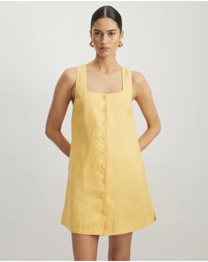 AERE - Bari Linen Button Down Mini Dress