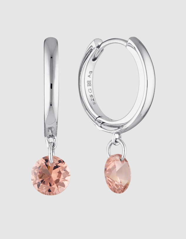 Georgini - Mirage Alice Morganite Cubic Zirconia Droplet Earrings Silver