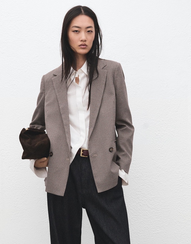 M.N.G - Double-Breasted Micro-Houndstooth Jacket