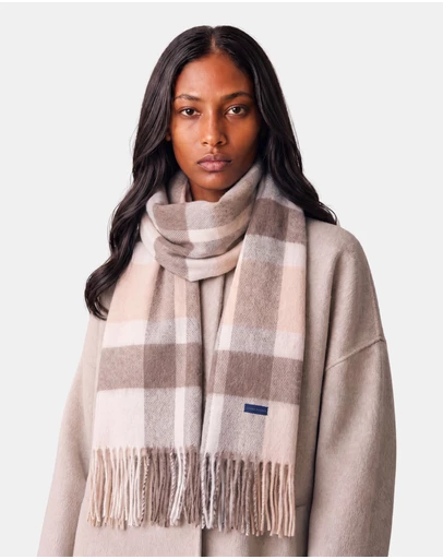 Henry Bucks - HENRY BUCKS Merino Wool Check Scarf BROWN MULTI