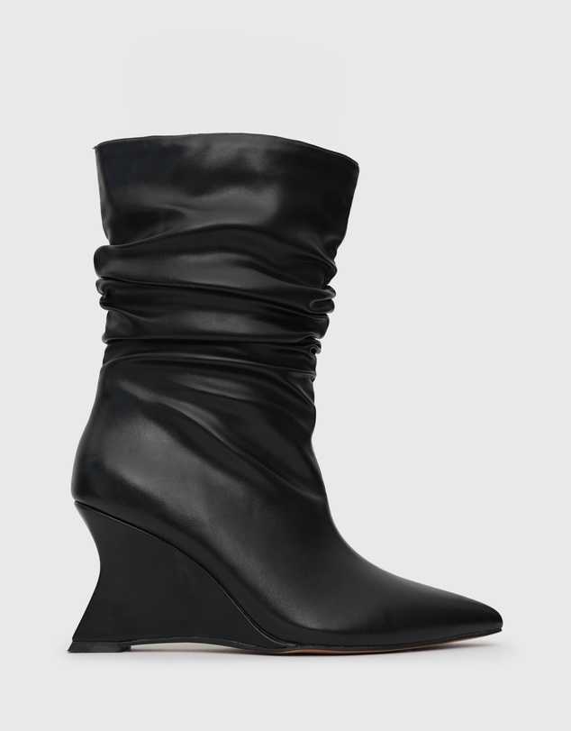 Betts - Strike Ruched Wedge Calf Boots