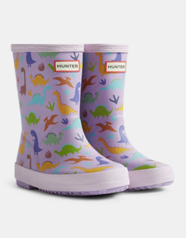 Hunter - Kids First Dinosaur Print Boot Purple Dinosaur