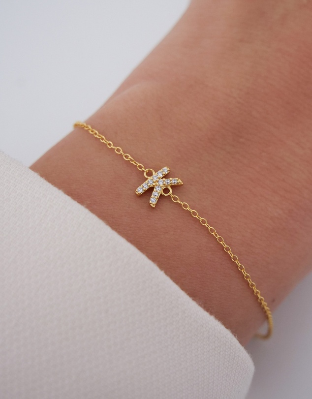 The Silver Collective - A-Z Letter Bracelet Gold - K
