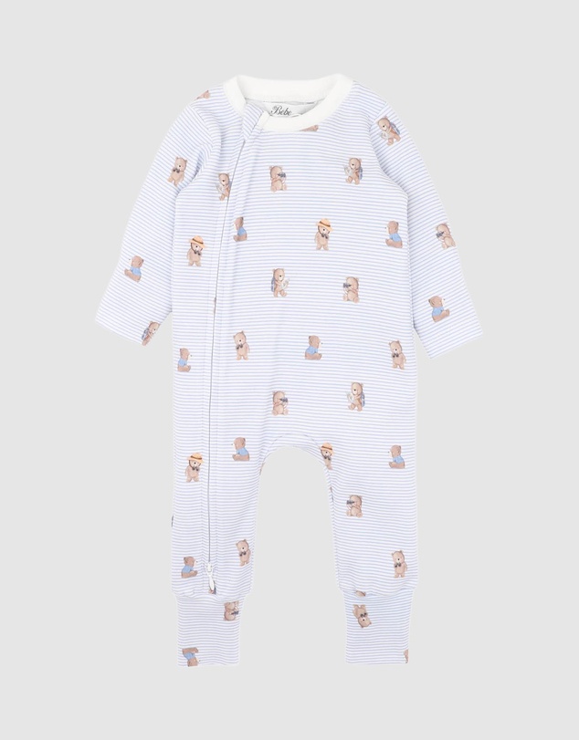 Bebe by Minihaha - Brady Stripe Organic LS Zipsuit - Babies