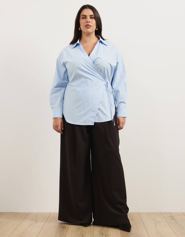 Atmos&Here Curvy - Kitt Cinched Waist Tie Wrap Shirt