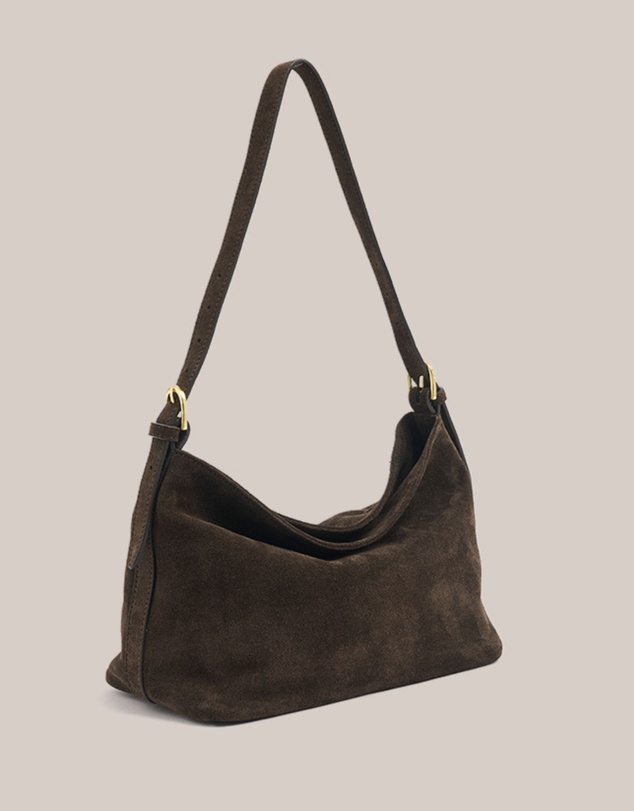 VESTIRSI - Eden Dark Chocolate Suede Shoulder Bag