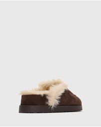 Betts - Toby Suede Leather Fur-Lined Mules