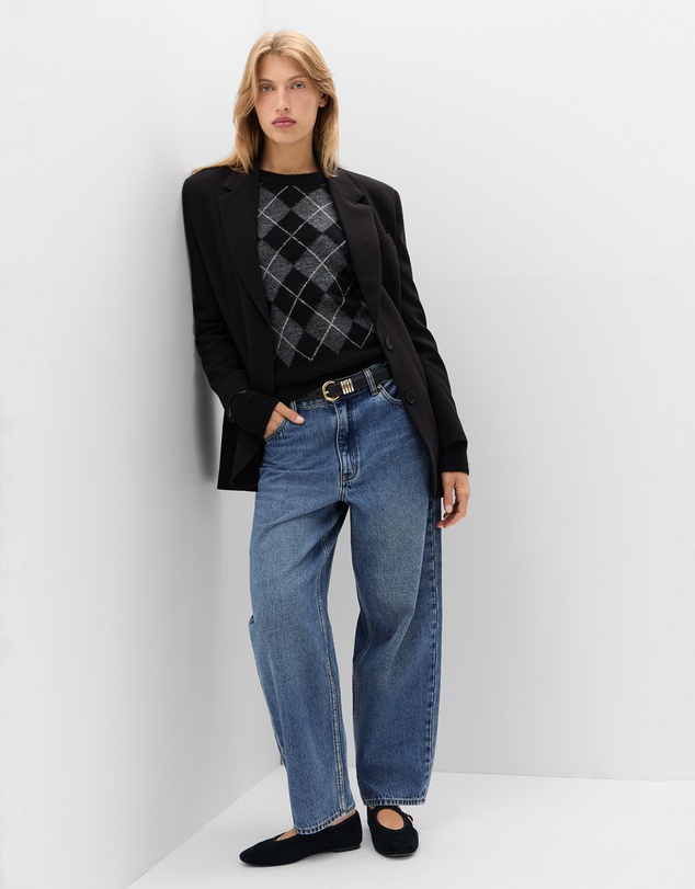 UNISON - Argyle Crew Neck Knit