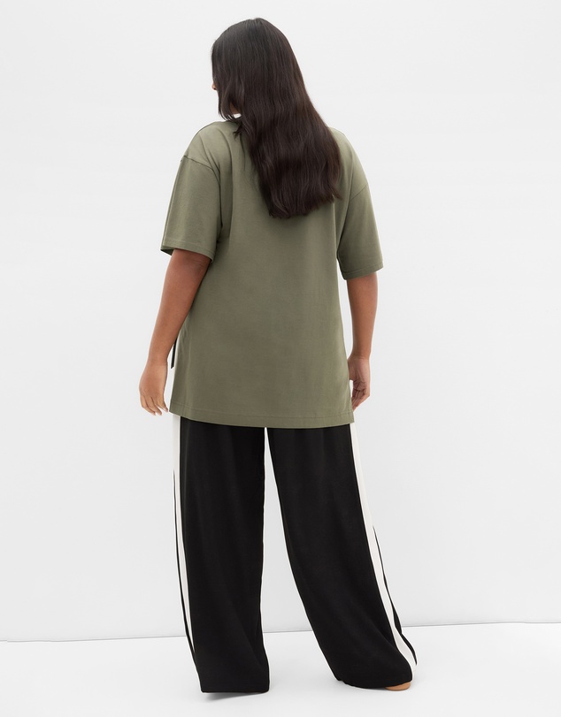 City Chic - Plus size Oversized Split Tee - khaki