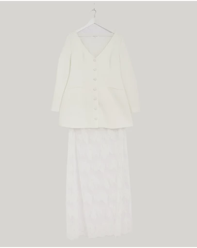 Revibe - Repaired CHANCERY Jordie Maxi Lace And Suiting Dress - AU 16