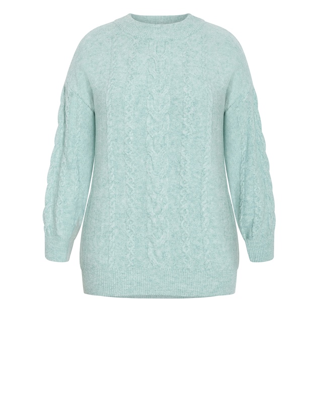 City Chic - Plus size Claudia Relaxed Knit Jumper - seafoam